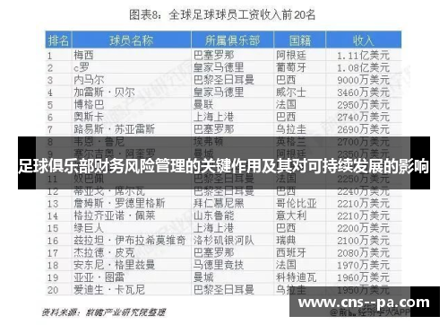 足球俱乐部财务风险管理的关键作用及其对可持续发展的影响